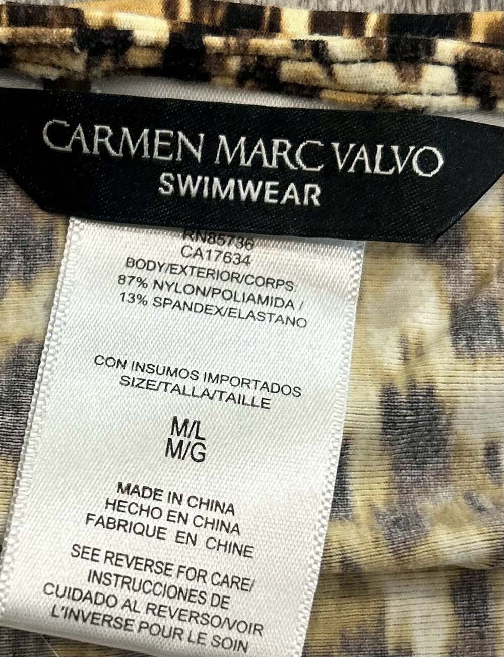 Carmen Marc Valvo Leopard Print Ruched Swim Coverup M/L - Picture 2 of 4